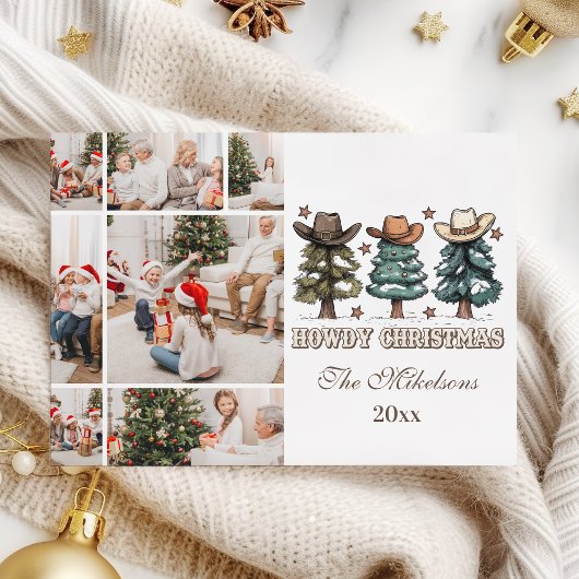 Westerse Howdy Kerst 7 foto Feestdagenkaart