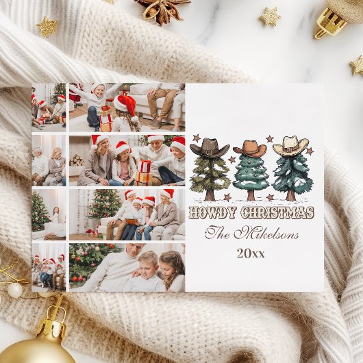 Westerse Howdy Kerst 8 foto Feestdagenkaart