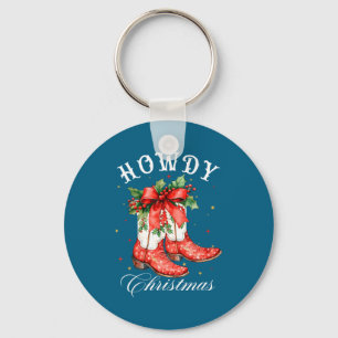 Westerse Howdy Kerst Cowgirl Laars Coquette Strik Sleutelhanger