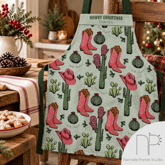 Westerse Howdy Kerstmis Bosgroene Schort
