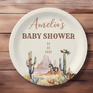 Westerse Jongen Een Kleine Cowboy Bruine Baby Show Papieren Bordje