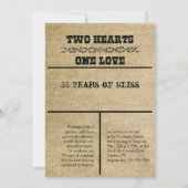 Westerse Jute Huwelijksjubileum Uitnodiging (Voorkant)