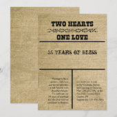 Westerse Jute Huwelijksjubileum Uitnodiging (Voorkant / Achterkant)