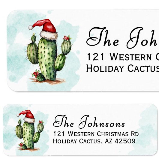 Westerse Kerst Cactus Kerst Retouradres Etiket