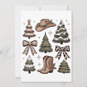 Westerse Kerst Coquette Strik Cowboy Cowgirl Laars Feestdagenkaart
