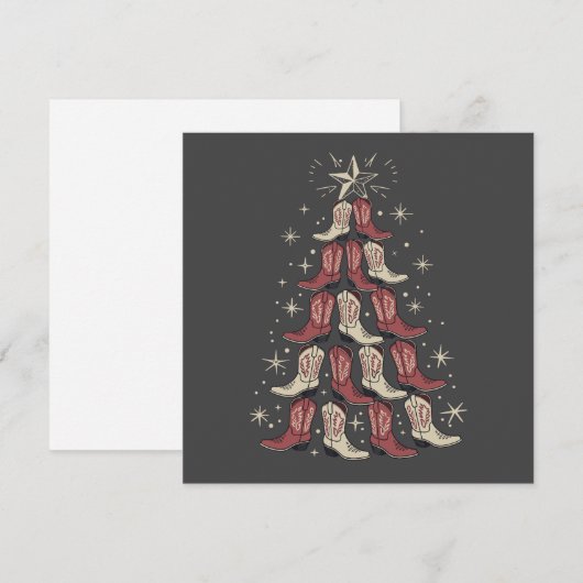 Westerse Kerst Cowboylaars Boom Cowgirl Laarzen Feestdagenkaart (Voorkant / Achterkant)