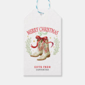 Westerse Kerst Cowboylaarzen Cadeaulabel (Voorkant)