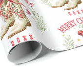 Westerse Kerst Cowboylaarzen Cadeaupapier (Rol Hoek)