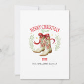 Westerse Kerst Cowboylaarzen Feestdagenkaart (Voorkant)