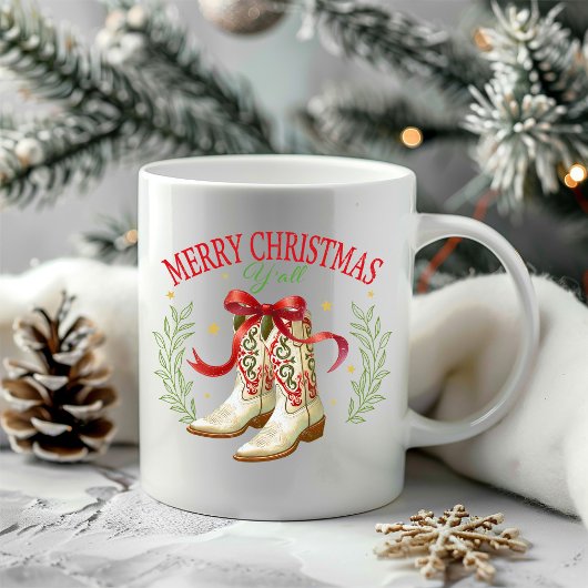 Westerse Kerst Cowboylaarzen Koffiemok