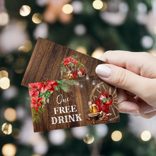 Westerse Kerst Gratis Drank Feestkaart Ticket