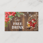 Westerse Kerst Gratis Drank Feestkaart Ticket (Voorkant)
