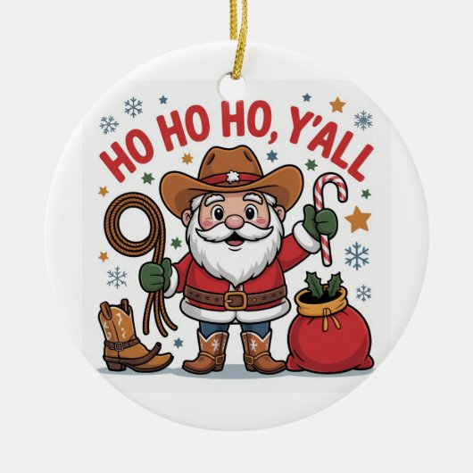 Westerse Kerst Keramisch Ornament (Voorkant)