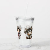 Westerse Kerst voor Kinderen Acryl Drinkbeker (Achterkant)