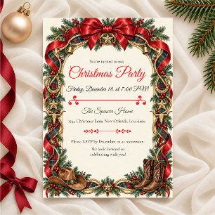 Westerse Kerstfeest Uitnodiging met Tartan