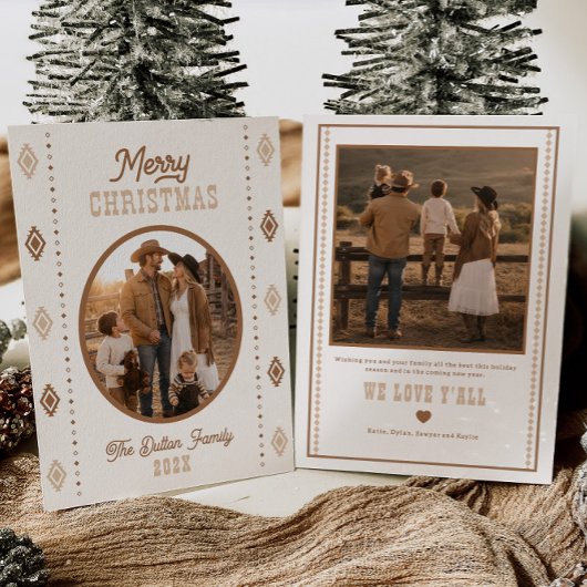 Westerse kerstkaart met familiefoto