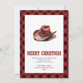 Westerse kerstkaart rustieke buffel tartan (Voorkant)
