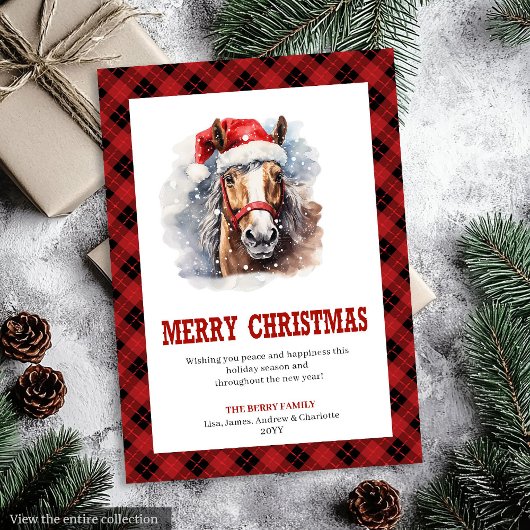 Westerse kerstkaart rustieke cowboy plaid