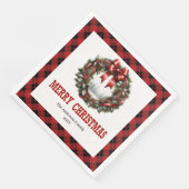 Westerse kerstkrans rode zwarte buffel servetten (Hoek)