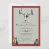 Westerse Kerstmaaltijd Reindeer Geweien & Cactus Kaart (Voorkant)