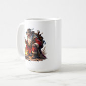 Westerse kerstman bij kampvuur koffiemok (Voorkant links)