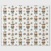 Westerse Kerstman Cadeaupapier (Vlak)