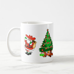 Westerse Kerstman Cowboy Sinterklaas En Boom Koffiemok