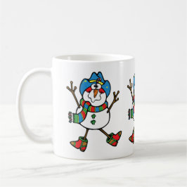 Westerse Kerstman Cowboy Sneeuwpop Met Hoed Koffiemok