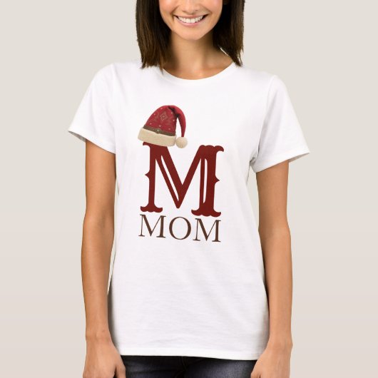 Westerse kerstman hoed monogram moeder kerstmis t-shirt (Voorkant)