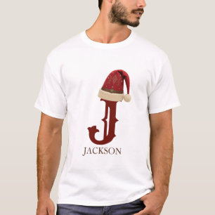 Westerse kerstman hoed monogram naam kerstmis t-shirt