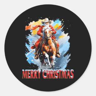 Westerse Kerstman Prettig Kerstfeest  Ronde Sticker