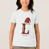 Westerse kerstmuts Monogram naam Kerstmis Tri-Blend Shirt (Voorkant)