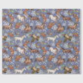 Westerse Kerstpaarden Cadeaupapier (Vlak)