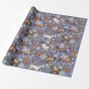 Westerse Kerstpaarden Cadeaupapier