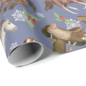 Westerse Kerstpaarden Cadeaupapier (Rol Hoek)