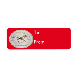 Westerse Kerstriemgesp Etiket