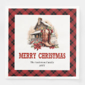 Westerse kerstservetten met buffelruit  servet (Voorkant)
