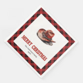 Westerse kerstservetten met buffelruitprint servet (Hoek)