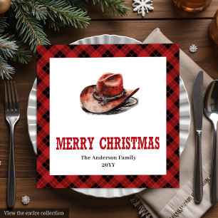 Westerse kerstservetten met buffelruitprint servet