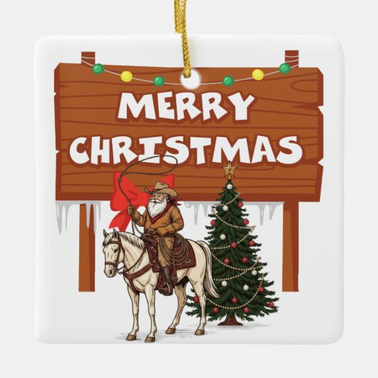 Westerse Kerstversiering Keramisch Ornament (Voorkant)