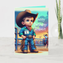 Westerse Kleine Cowboy Eerste Verjaardag Rodeo Aan