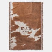 Westerse koeienhuid textuur foto koppel initials deken (Voorkant Verticaal)