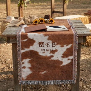 Westerse koeienhuid textuur foto koppel initials  deken