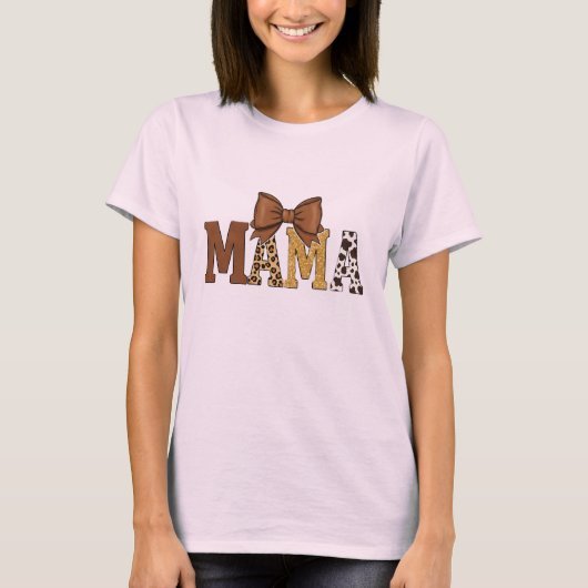 Westerse koeienprint mama T-shirt (Voorkant)