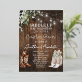 Westerse koppel shower uitnodiging, Rustic Cowboy  Folie Uitnodiging (Staand Voorkant)