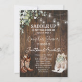 Westerse koppel shower uitnodiging, Rustieke Cowbo Kaart (Voorkant)
