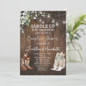 Westerse koppel shower uitnodiging, Rustieke Cowbo Kaart (Staand voorkant)
