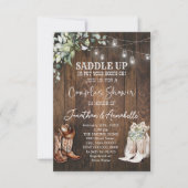 Westerse koppel shower uitnodiging, Rustieke Cowbo RSVP Kaartje (Voorkant)