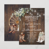 Westerse koppel shower uitnodiging, Rustieke Cowbo RSVP Kaartje (Voorkant / Achterkant)