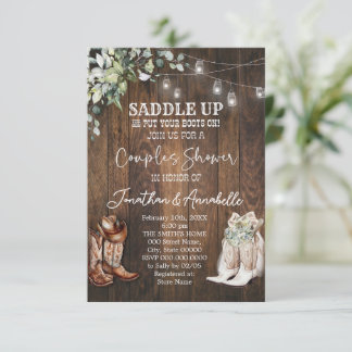 Westerse koppel shower uitnodiging, Rustieke Cowbo RSVP Kaartje